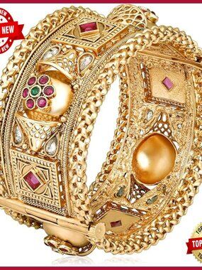 Traditional Gold Plated Openable Kada Bangle Bracelet for Women